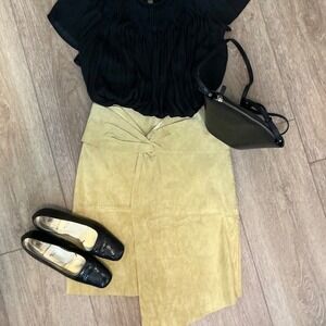 Mango Suede Skirt butter‎ yellow